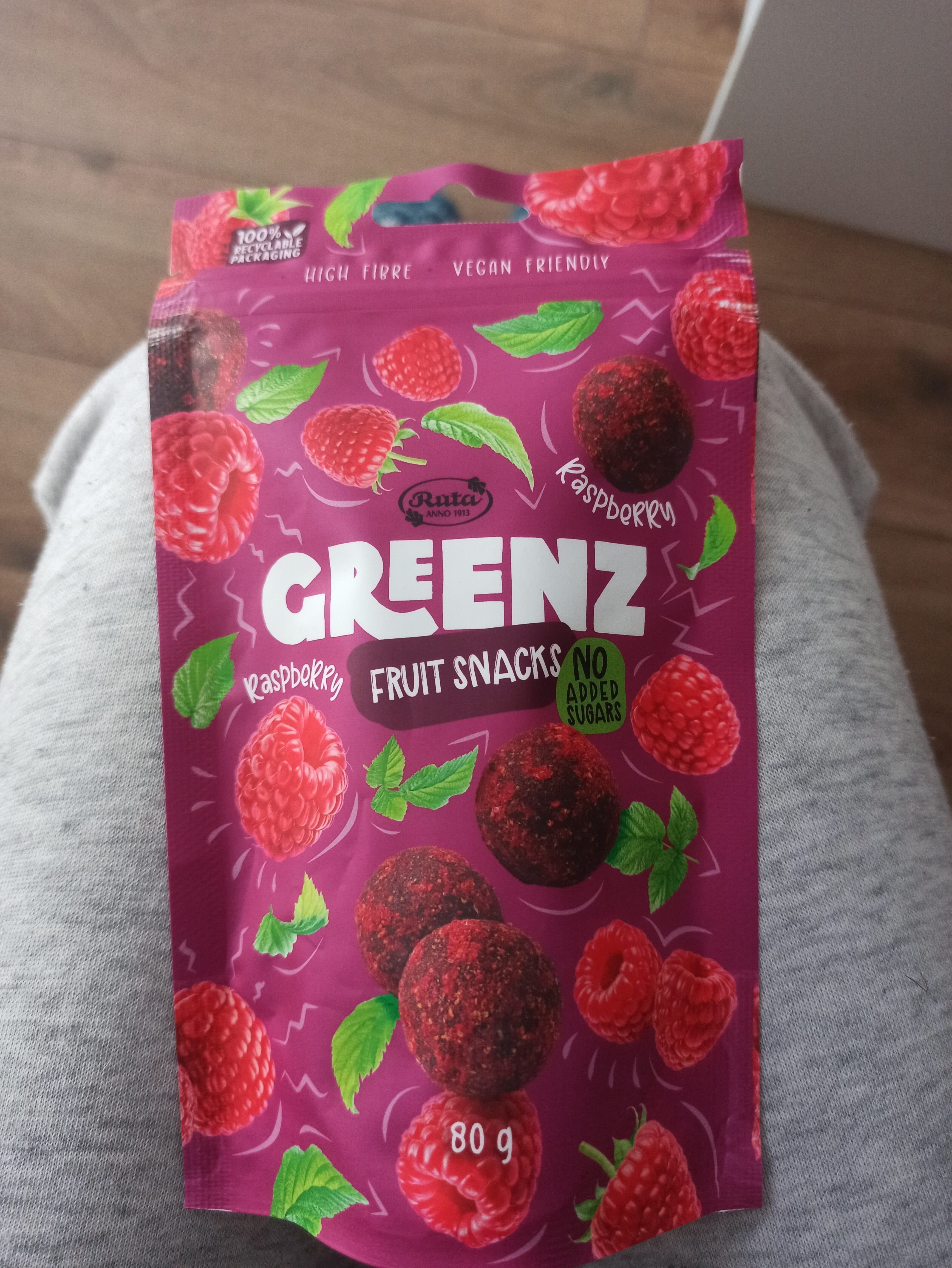 Ruta Greenz Fruit Snacks Raspberry packshot