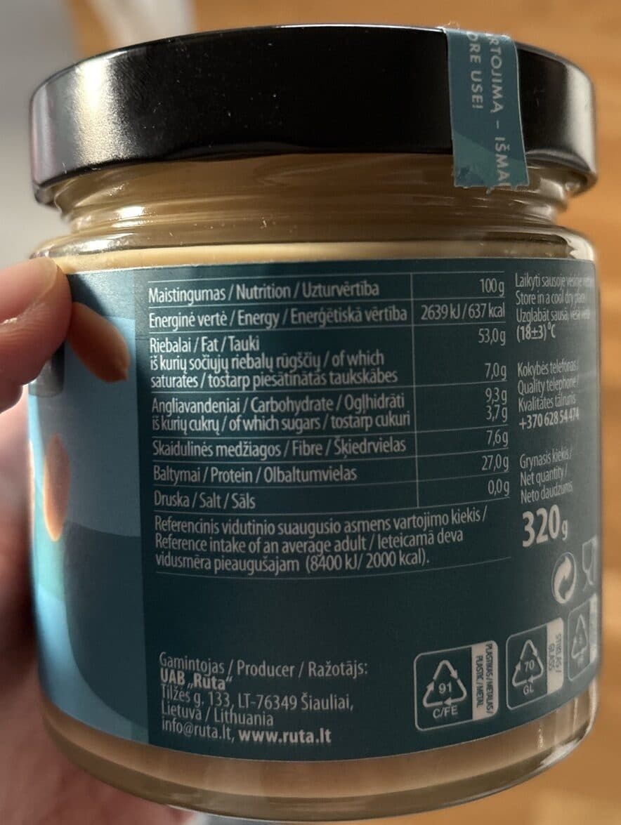 Rūta Traškus žemės riešutų kremas packshot