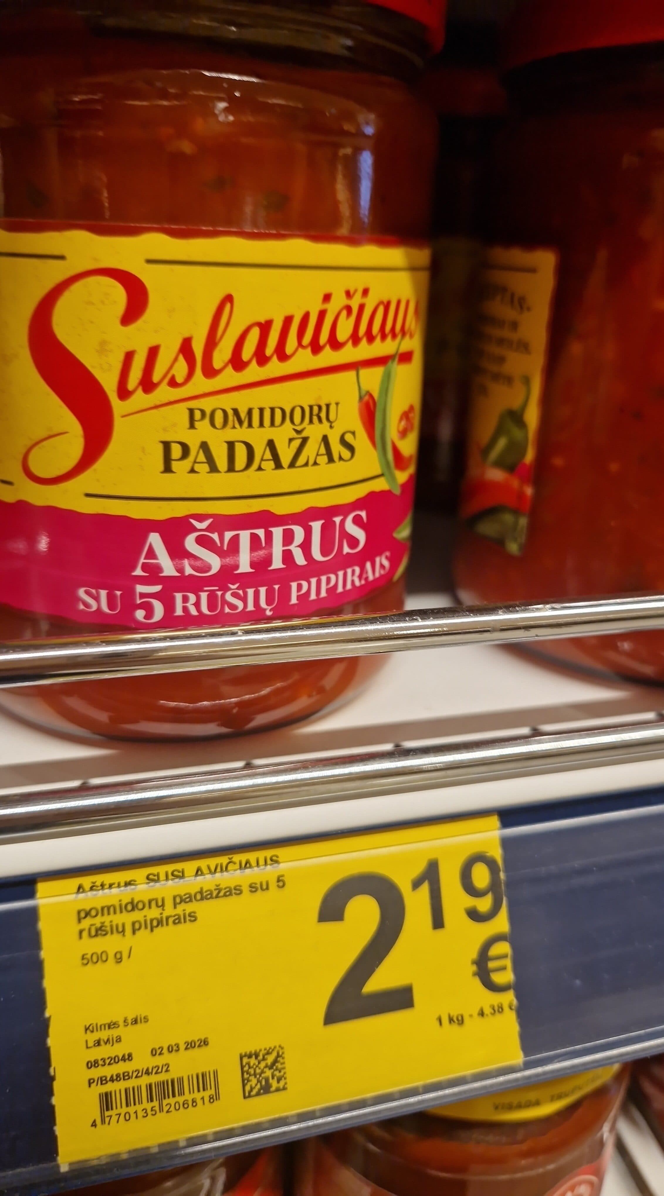 Suslavičiaus Aštrus pomidorų padažas packshot