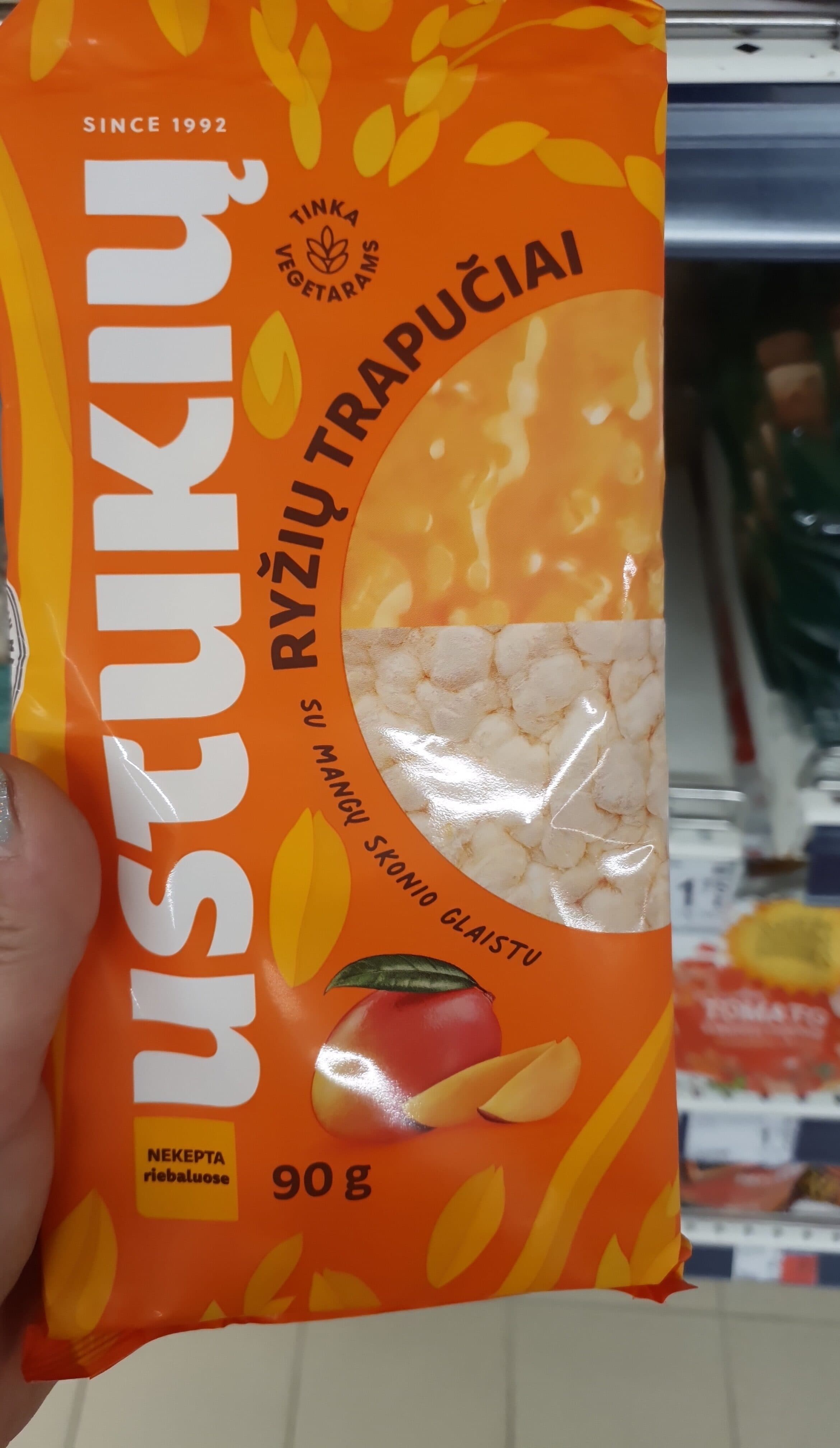 USTUKIŲ Rice Cakes with Mango Flavored Coating packshot