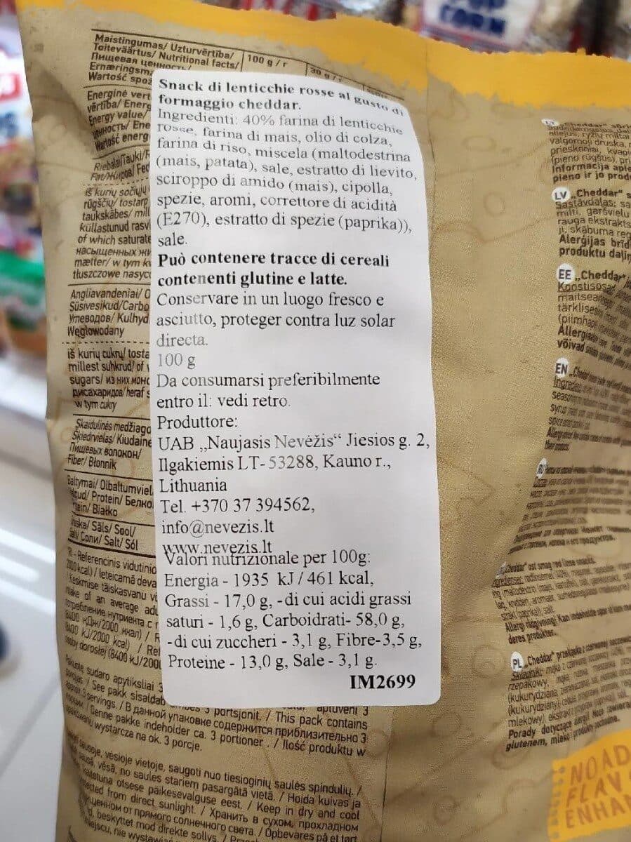 oho! Lentil Chips Cheddar Cheese Flavour packshot