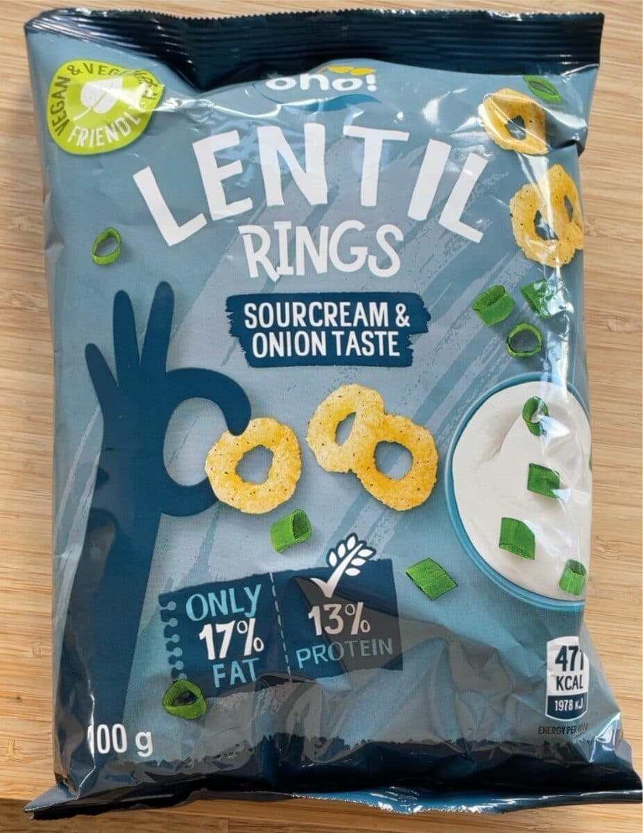 oho! Lentil Rings sourcream & onion taste packshot