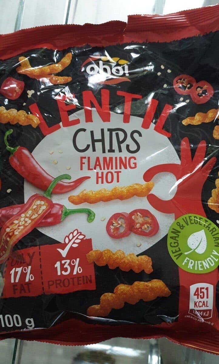 Oho! Lentil chips flaming hot packshot