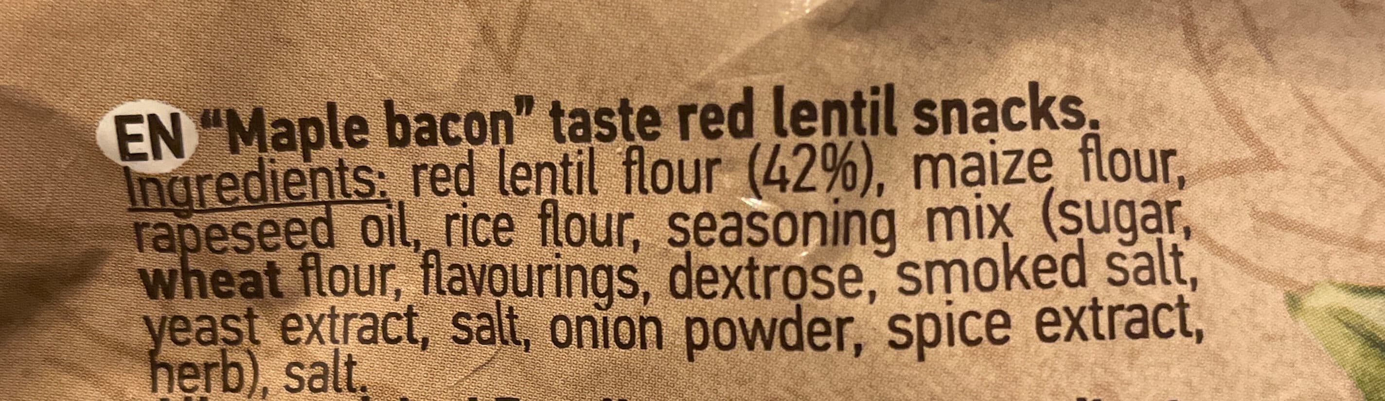 Oho! Lentil Chips Maple Bacon Taste packshot