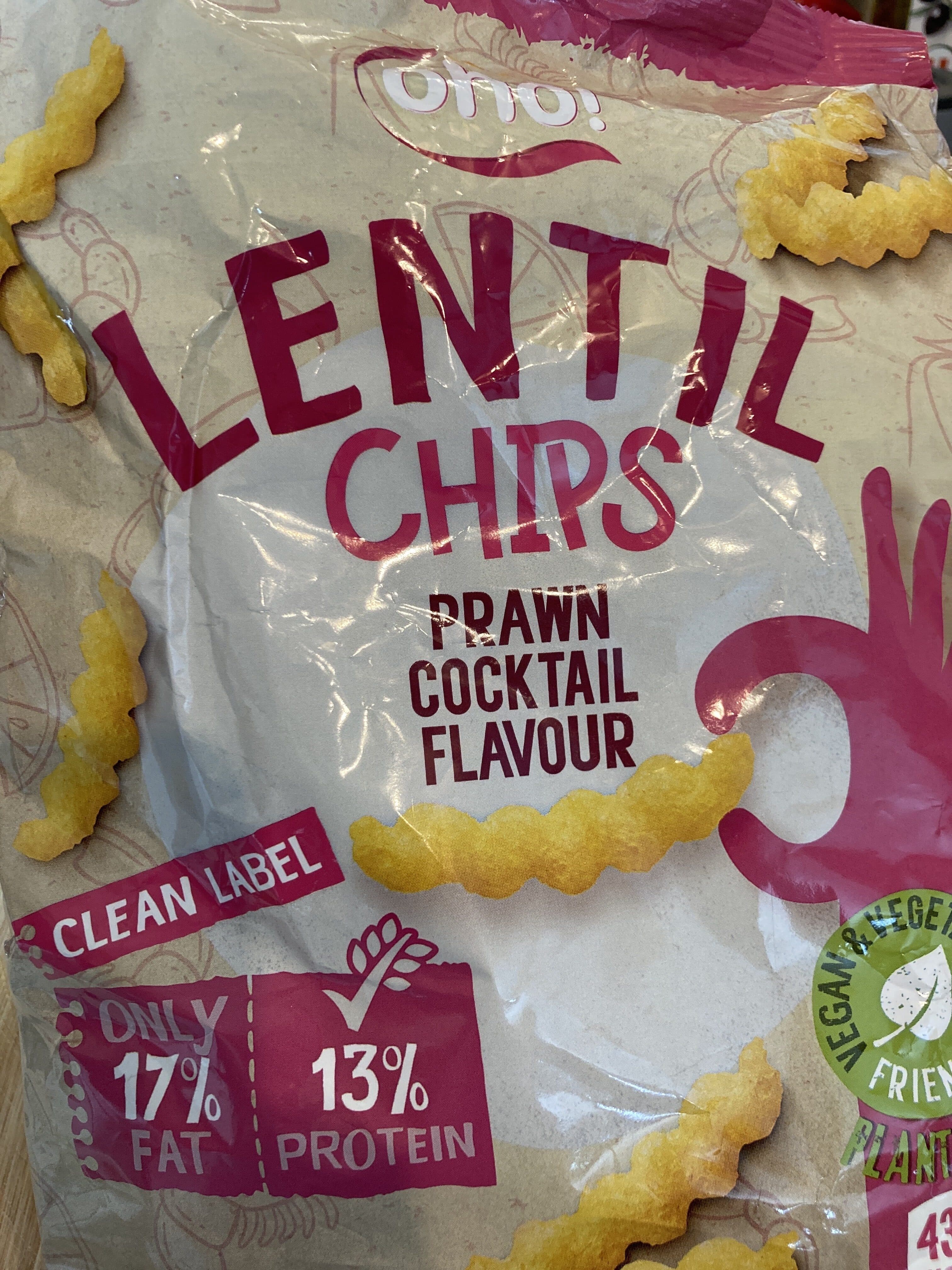 oho! Lentil chips prawn cocktail flavour packshot