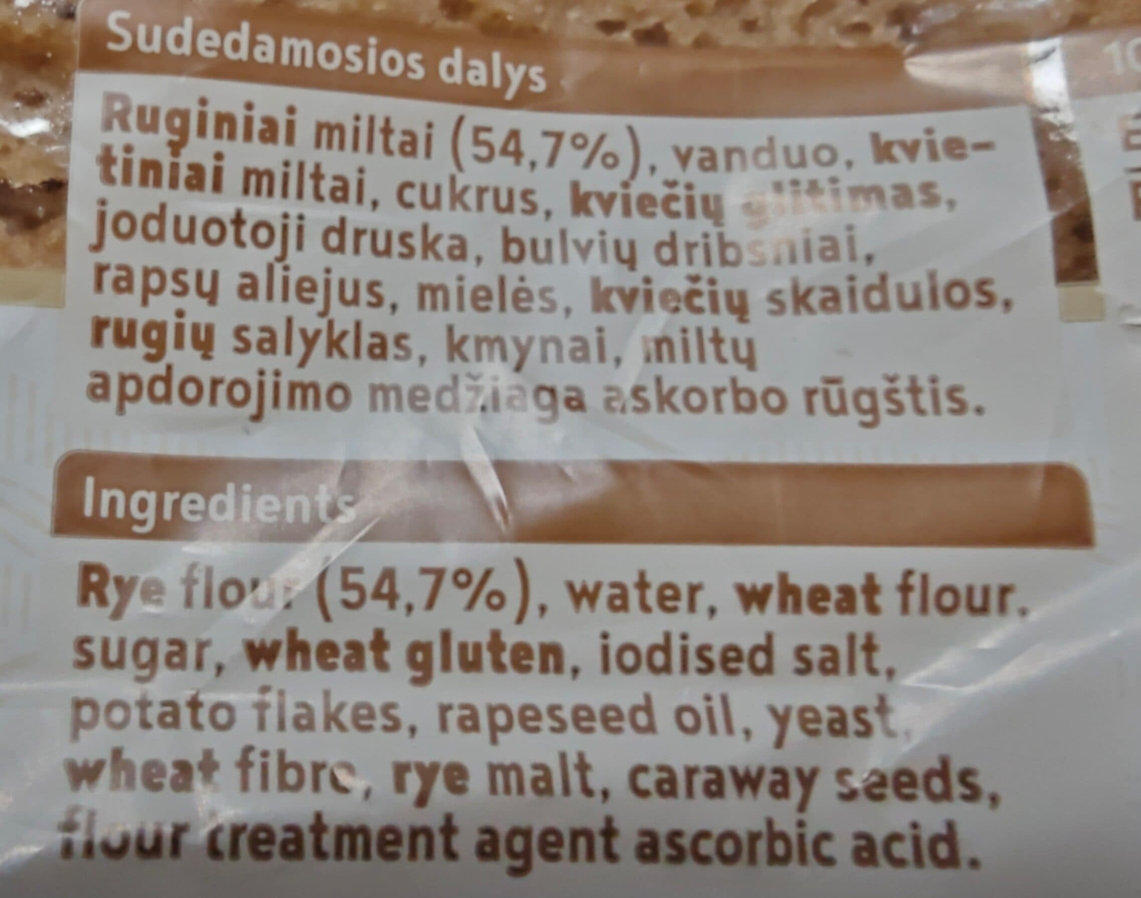 Vilniaus Duona Močiutės Šviesi Ruginė Duona packshot