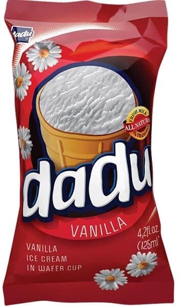 Dadu Vanilės skonio plombyras vafliniame indelyje packshot
