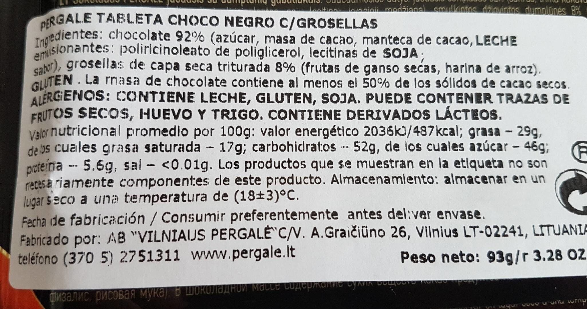 pergale Chocolate negro packshot