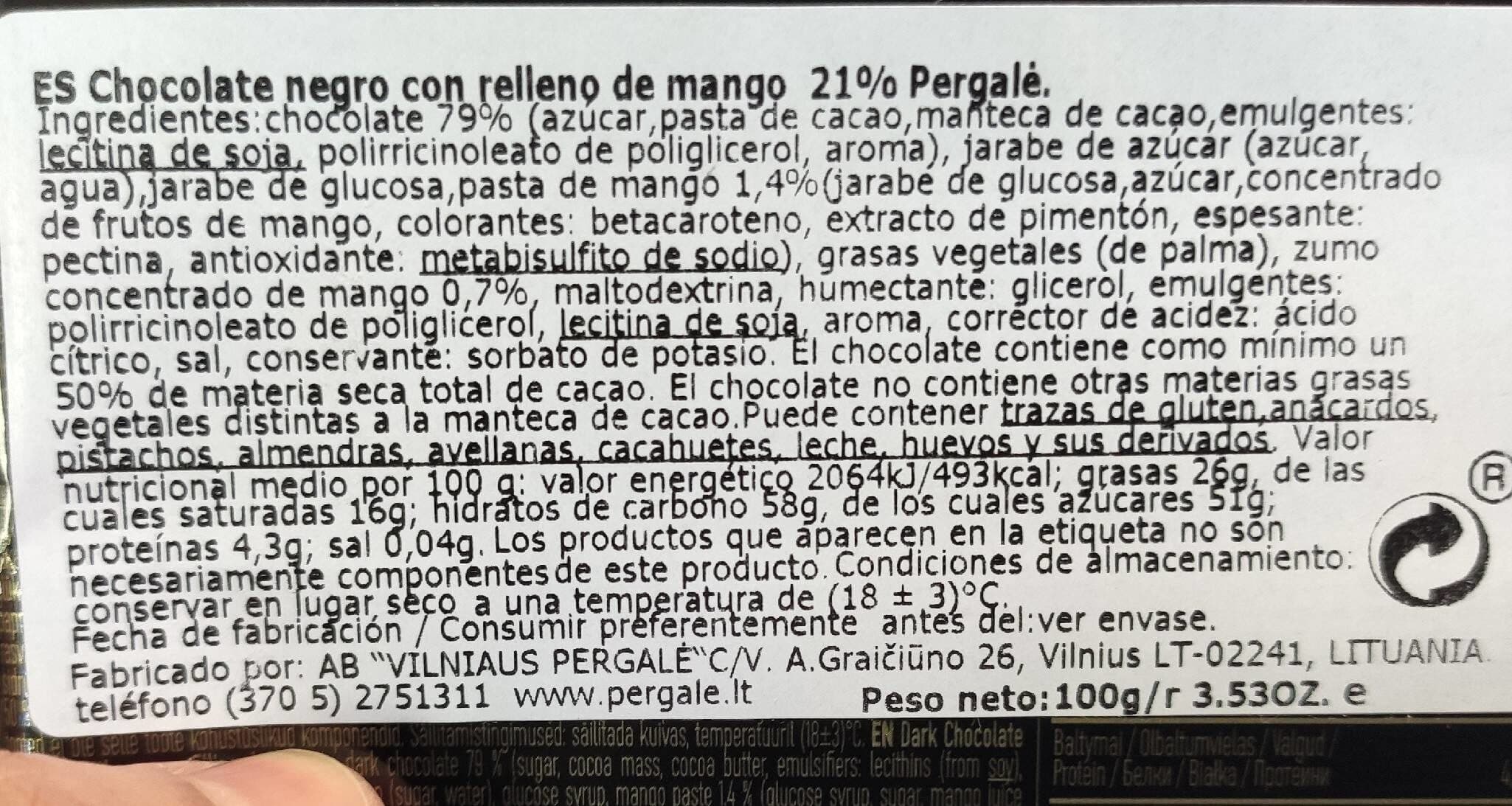 pergale Dark chocolate Mango packshot