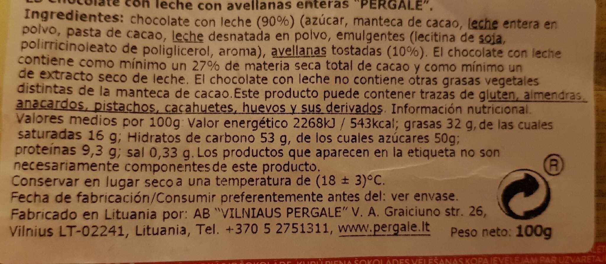 Pergalė Milk chocolate packshot