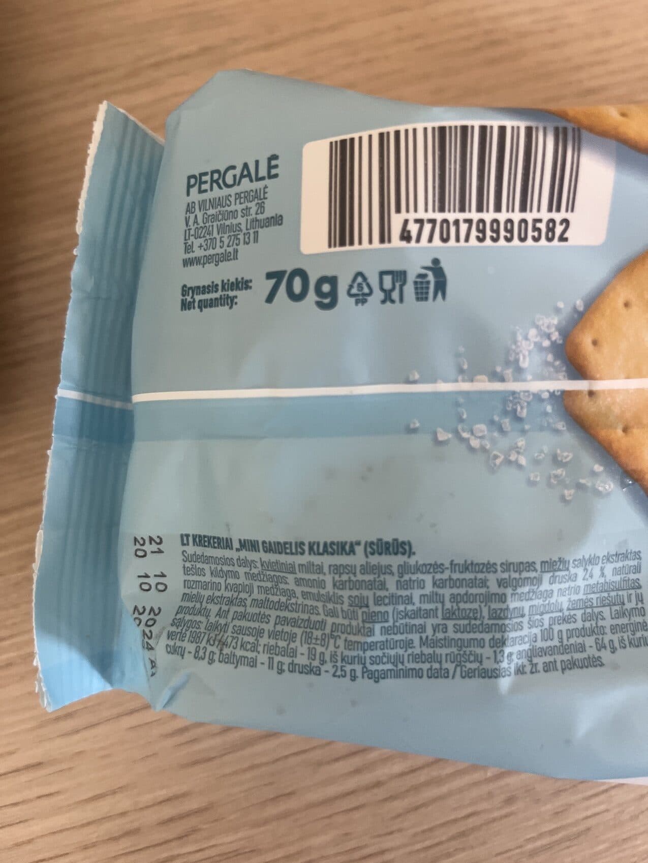 Gaidelis Krekeriai mini, klasika packshot