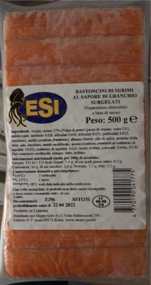ESI Bastoncini di surimi al sapore di granchio surgelati packshot
