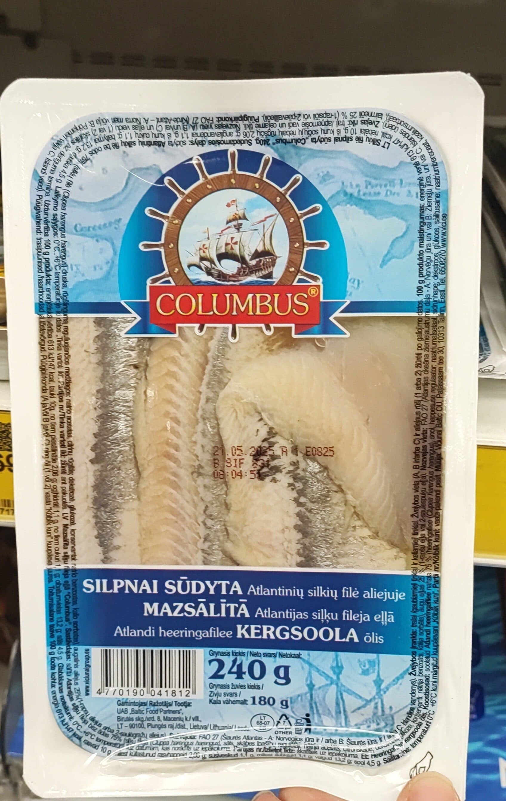 siļķu fileja Columbus mazsālīta packshot