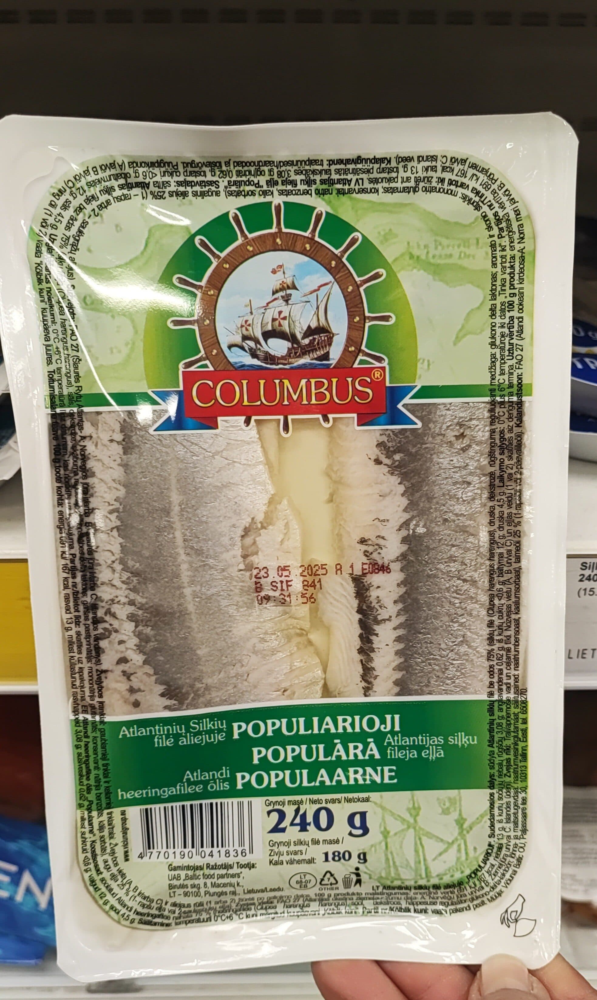 siļķu fileja Columbus Populārā packshot