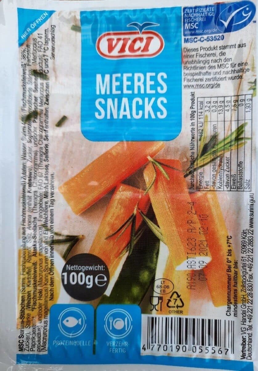 Viči Meeres Snacks packshot