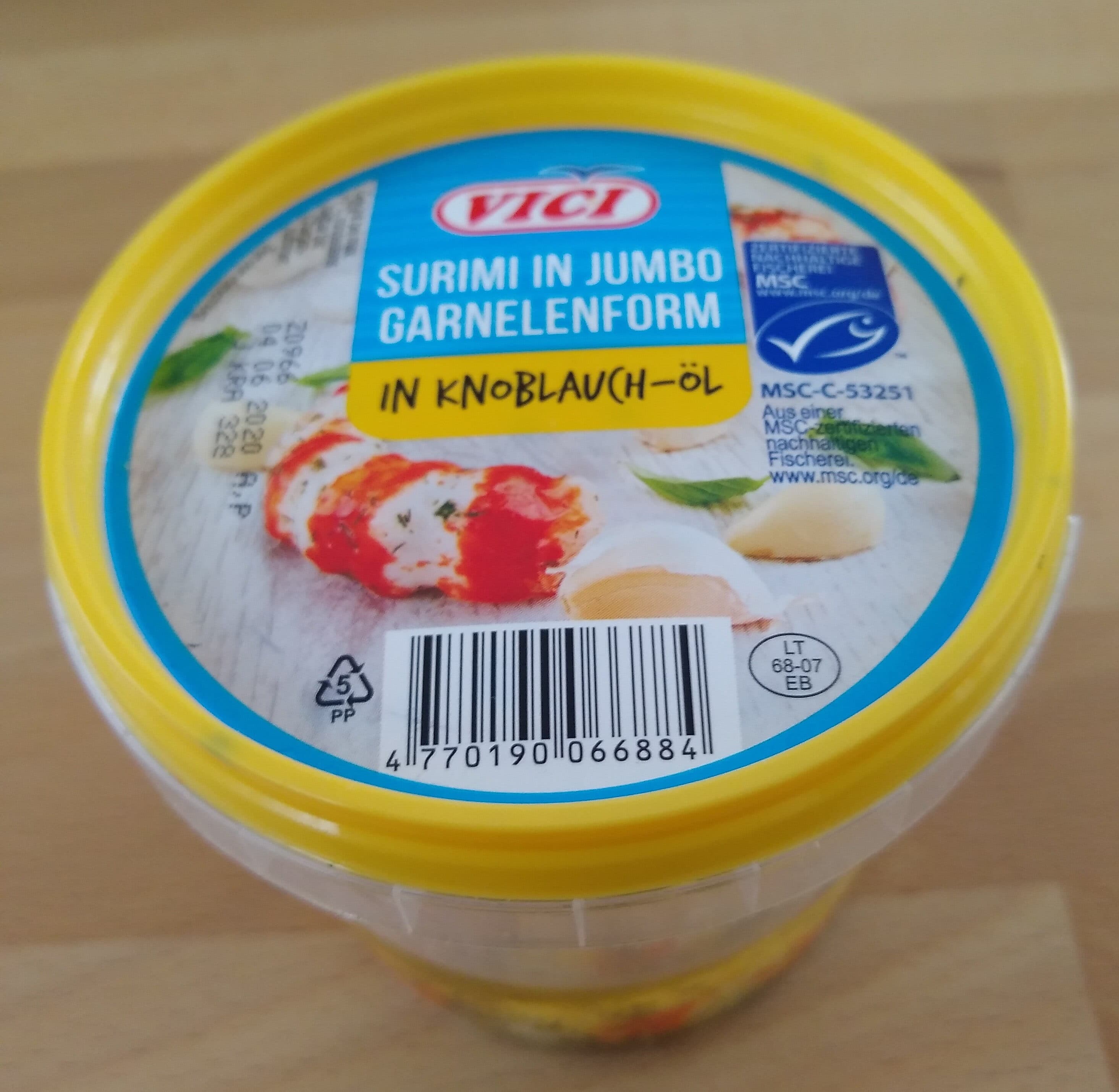 Viči Surimi in Jumbo-Garnelenform (in Knoblauchöl) packshot
