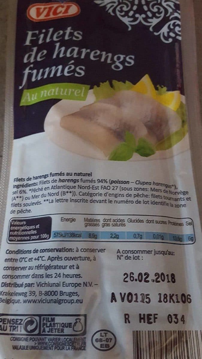 Viči Filets de harengs fumés au naturel packshot