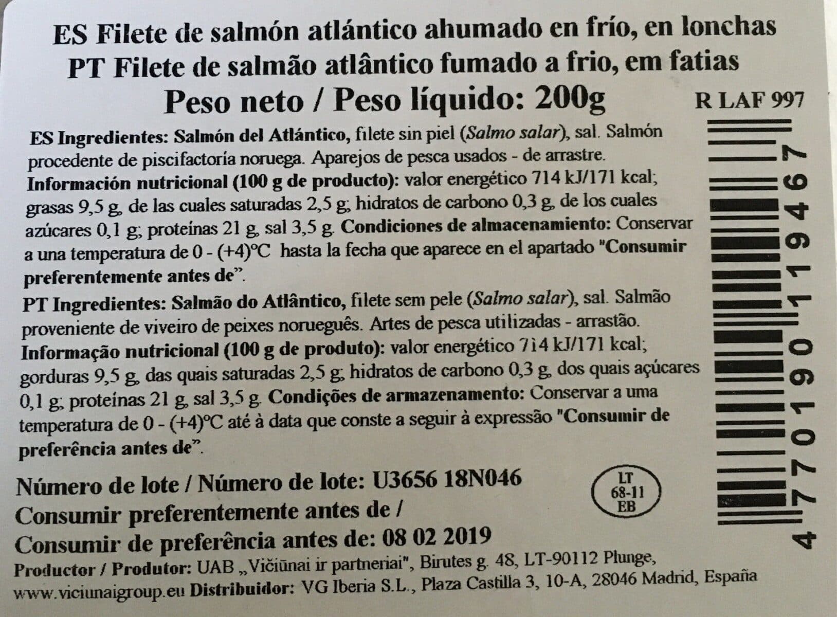 Viči Salmón ahumado en lonchas packshot