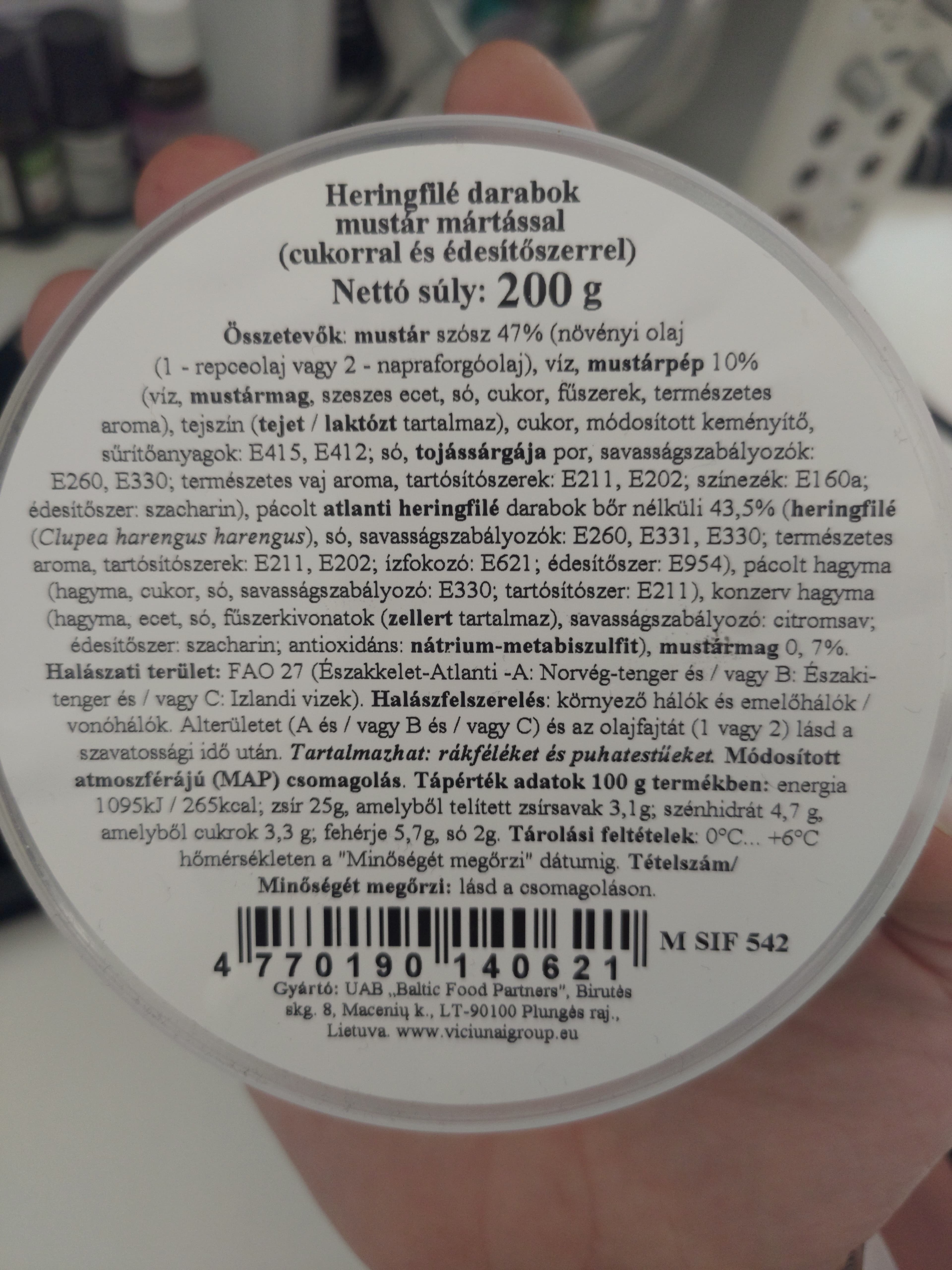Viči Heringfilé darabok mustárral és édesítőszerrel packshot