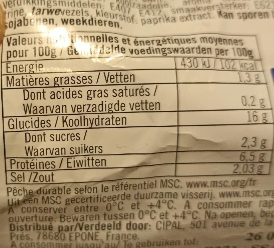 Open Food Facts Préparation à base de chair de poisson saveur crabe packshot