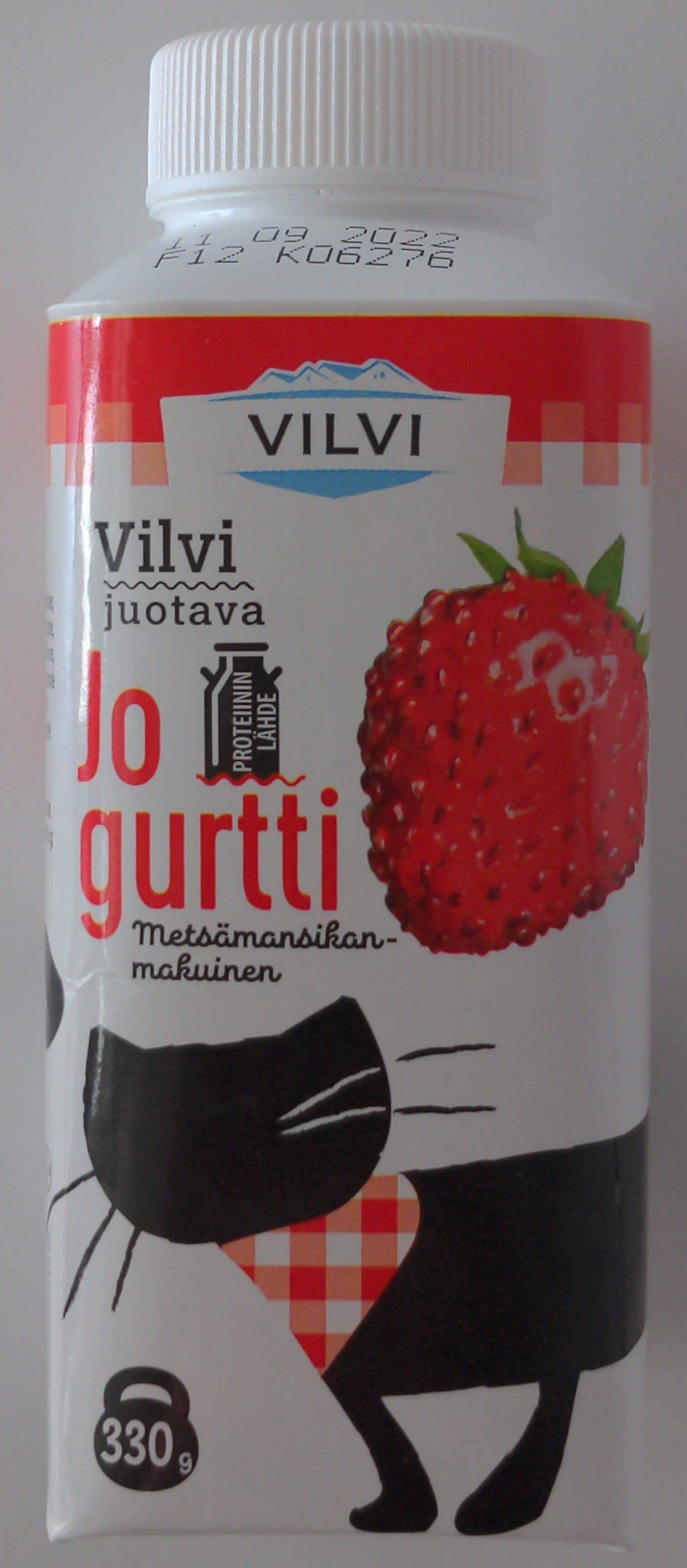 Vilvi Juotava jogurtti metsämansikka packshot