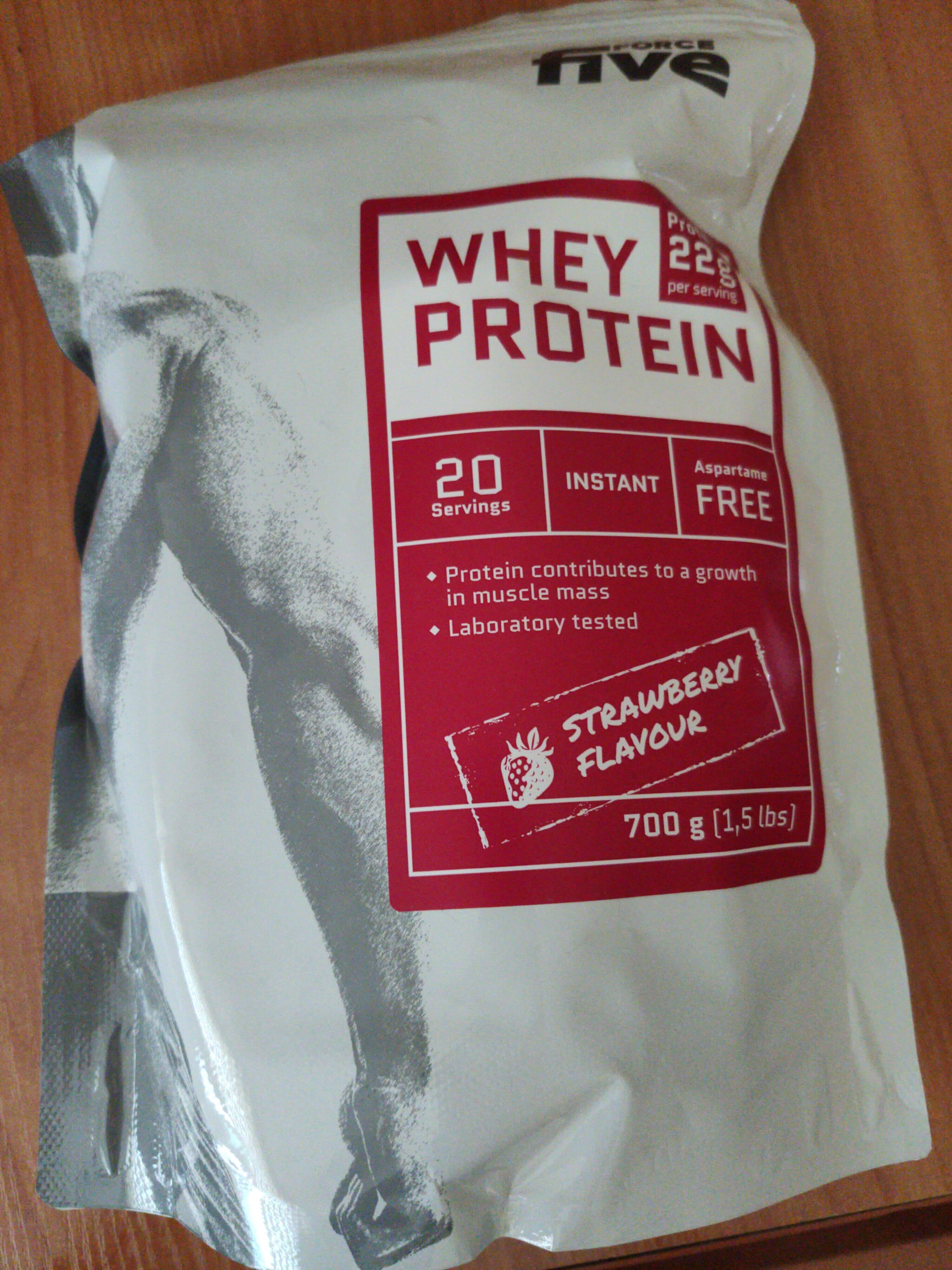 Force Five Strawberry Whey Protein Drink Powder packshot