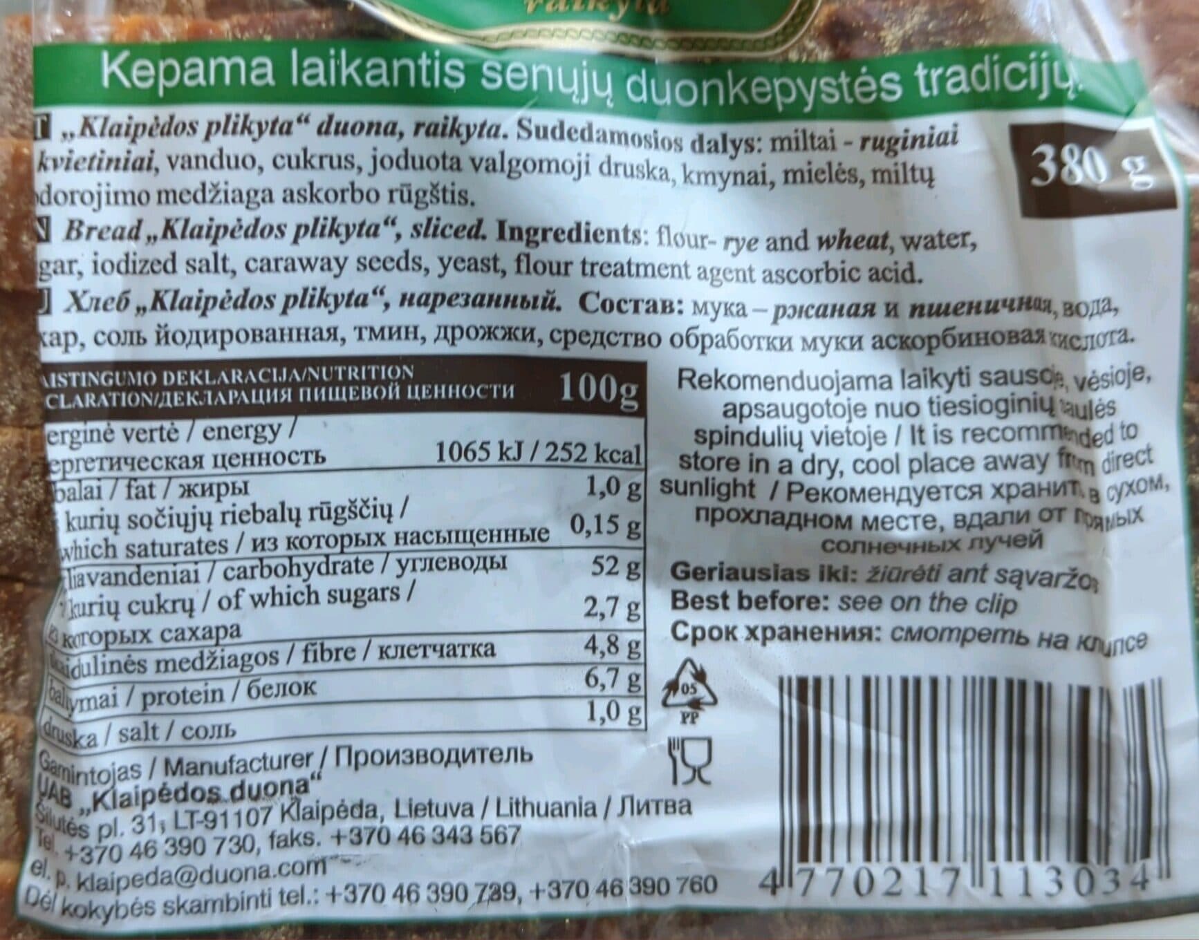 Klaipėdos duona plikyta duona packshot