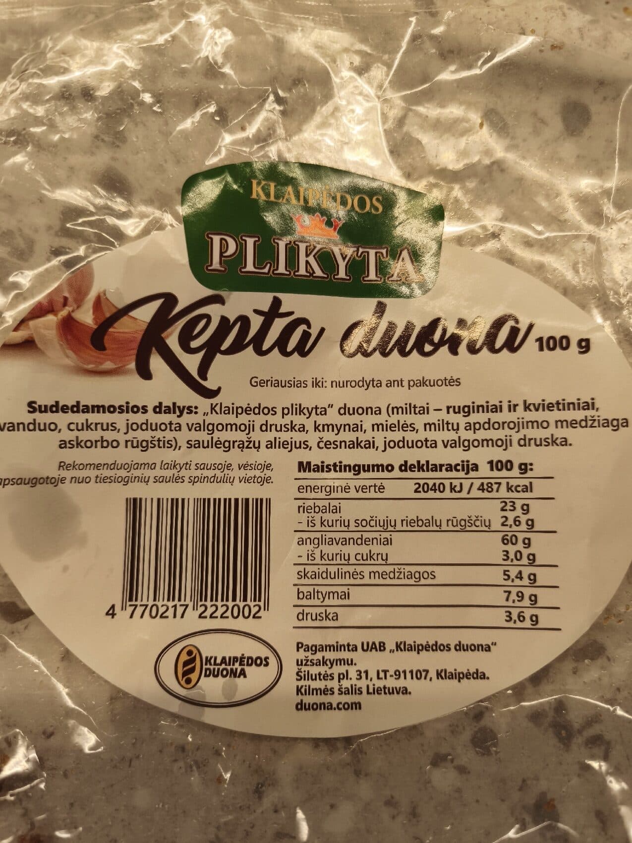 Klaipėdos Plikyta Kepta Duona packshot