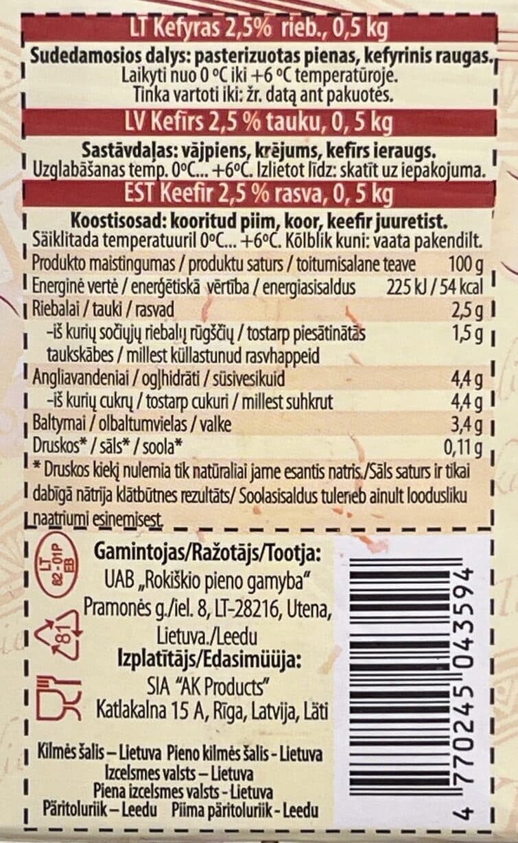 Rokiškio Naminis kefyras Tradicinis packshot