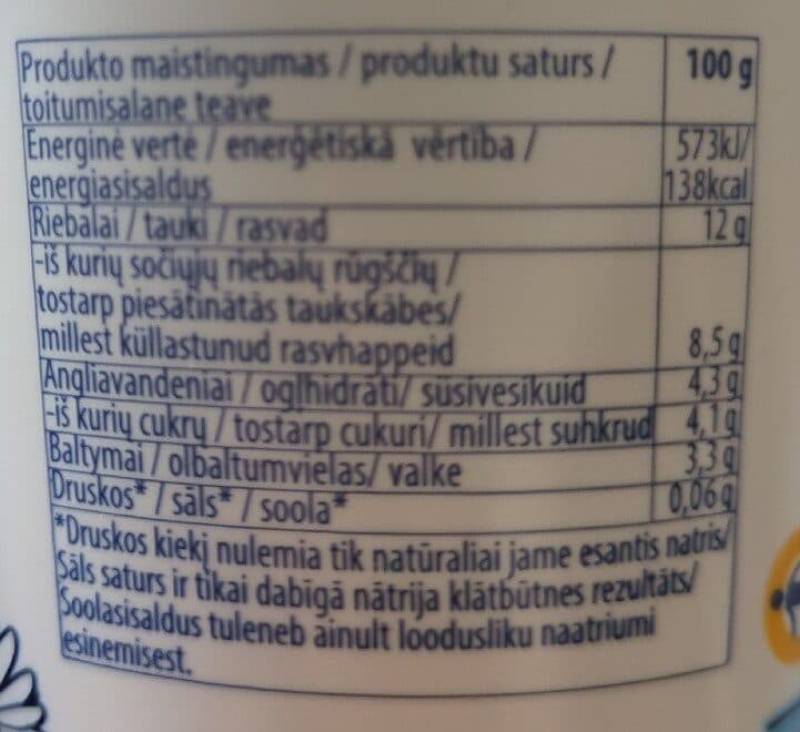 Rokiškio Žalioji Karvutė Grietinė 12% packshot