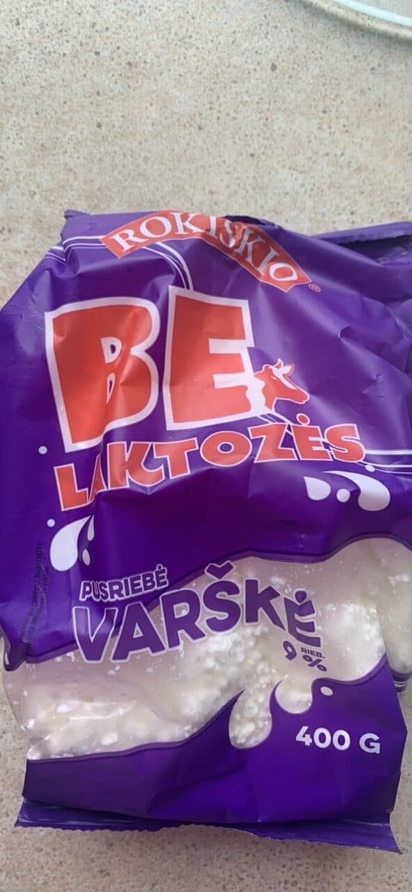 Rokiškio Be Laktozės Pusriebė Varškė 9% packshot
