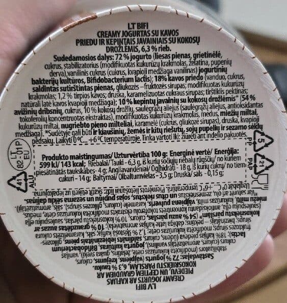 Rokiškio Bifi Creamy Jogurtas Kavos Skonio Su Granola packshot