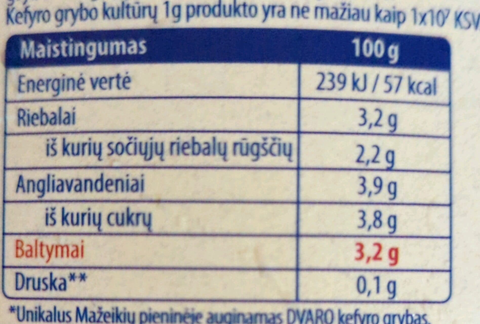 Dvaro Kefyras 3,2% packshot