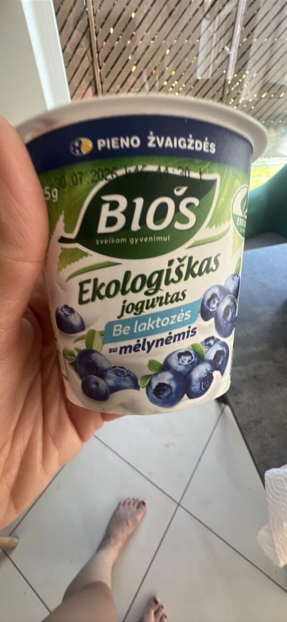 Bios Ekologiškas jogurtas Be laktozės su mėlynėmis packshot