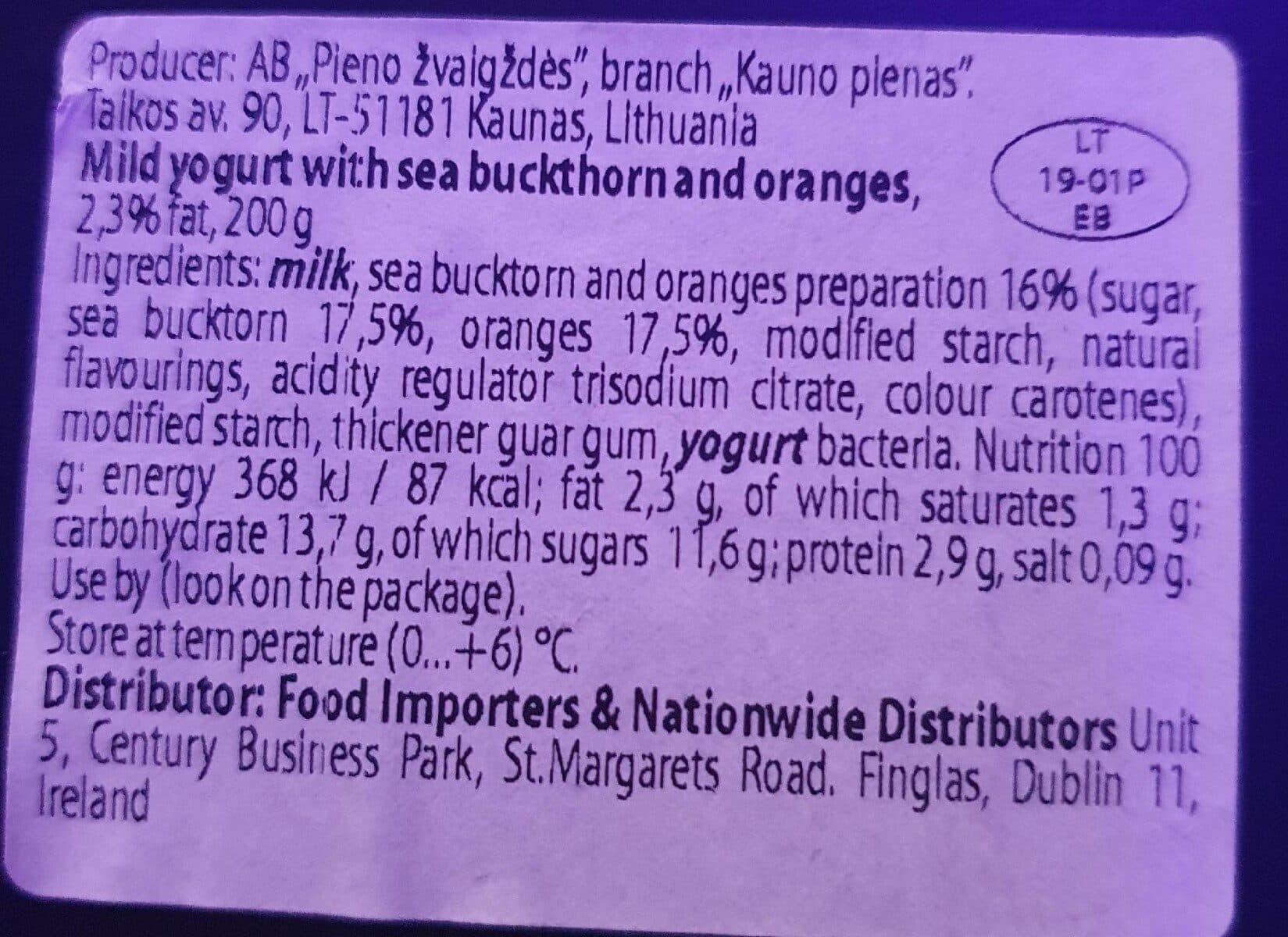 Open Food Facts Jogurtas su šaltalankiais ir apelsinais packshot