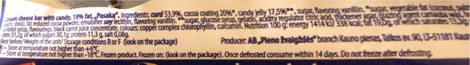 Open Food Facts Pasaka Cream Cheese Bar packshot