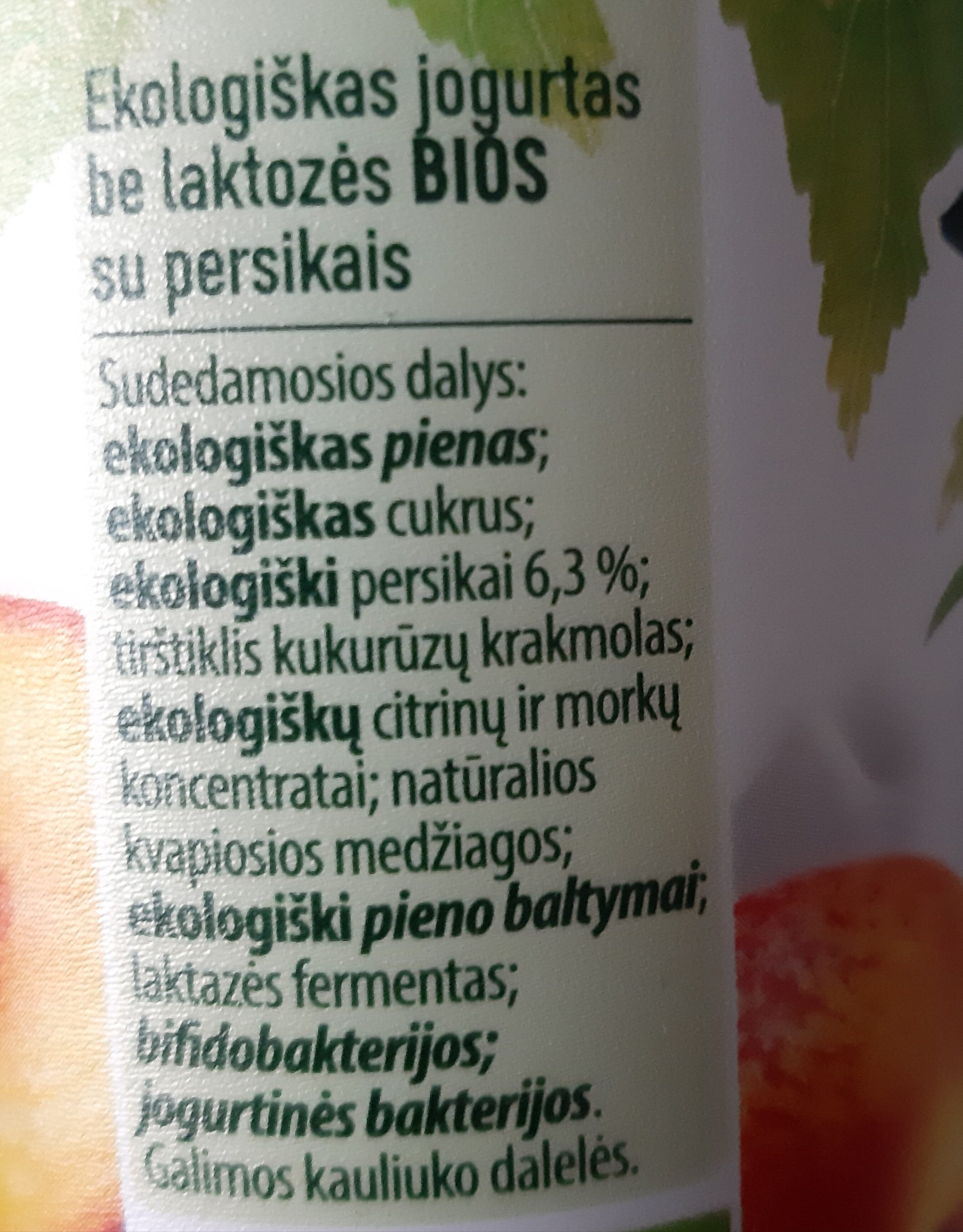 Pieno žvaigždės Ekologiškas jogurtas be laktozės BIOS su persikai packshot