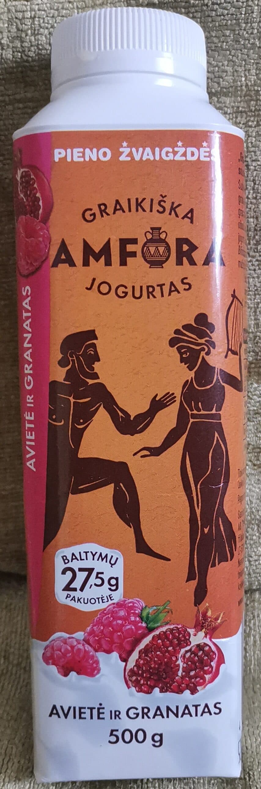 Pieno Žvaigždės Graikiška Amfora Jogurtas Avietė ir Granatas packshot