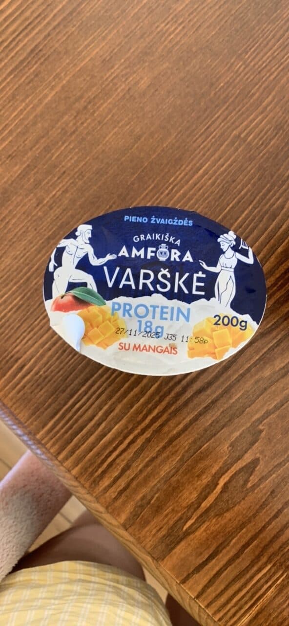 Pieno Žvaigždės Graikiška Amfora Varškė Protein su mangais packshot