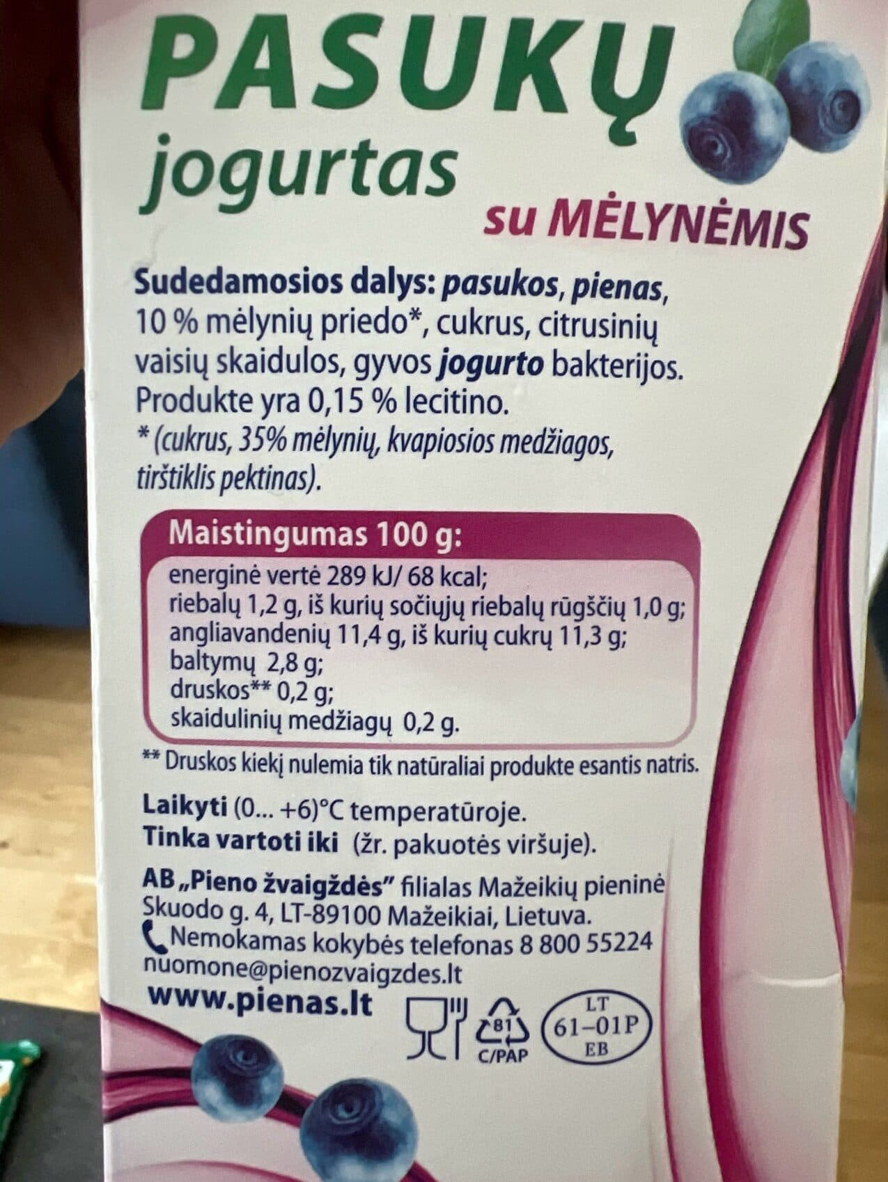 Pieno Žvaugždės Pasuku Jogurtas Su Mėlynėmis packshot