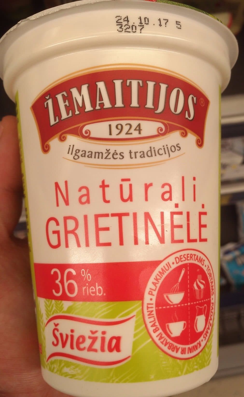 žemaitijos grietinėlė 36% riebumo packshot
