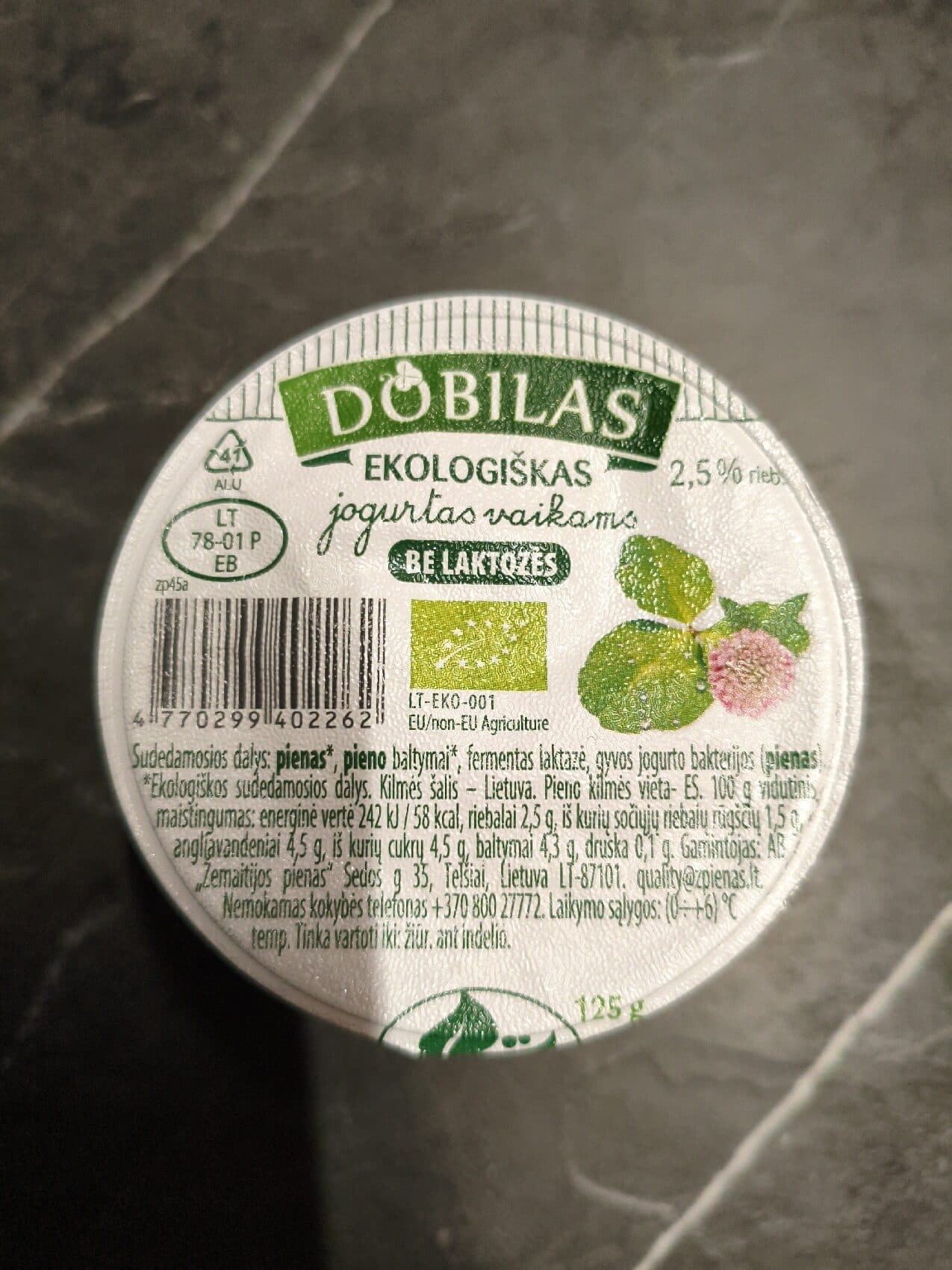 Dobilas Ekologiškas Jogurtas Vaikams Be Laktozės packshot