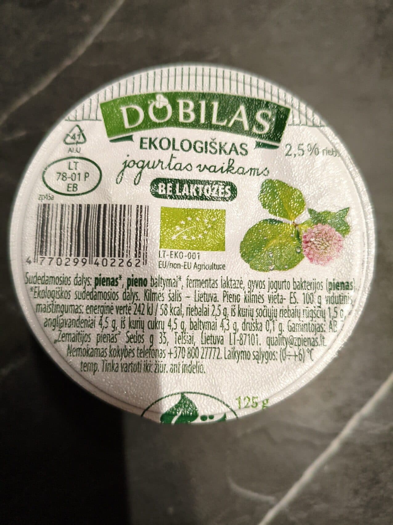 Dobilas Ekologiškas Jogurtas Vaikams Be Laktozės packshot