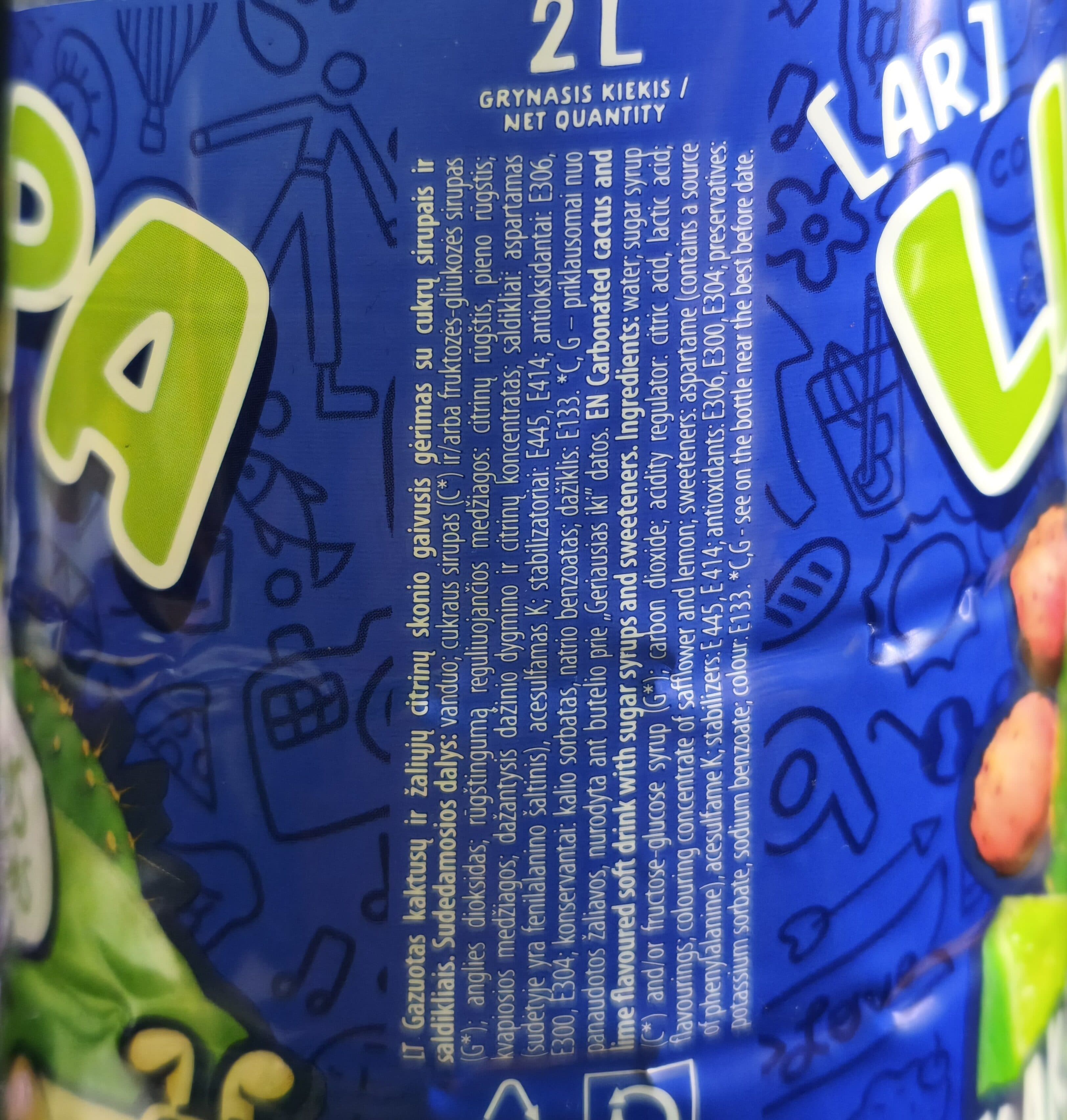 Open Food Facts Limpa kaktusų ir žaliosios citrinos skonio gazuotas gėrimas packshot