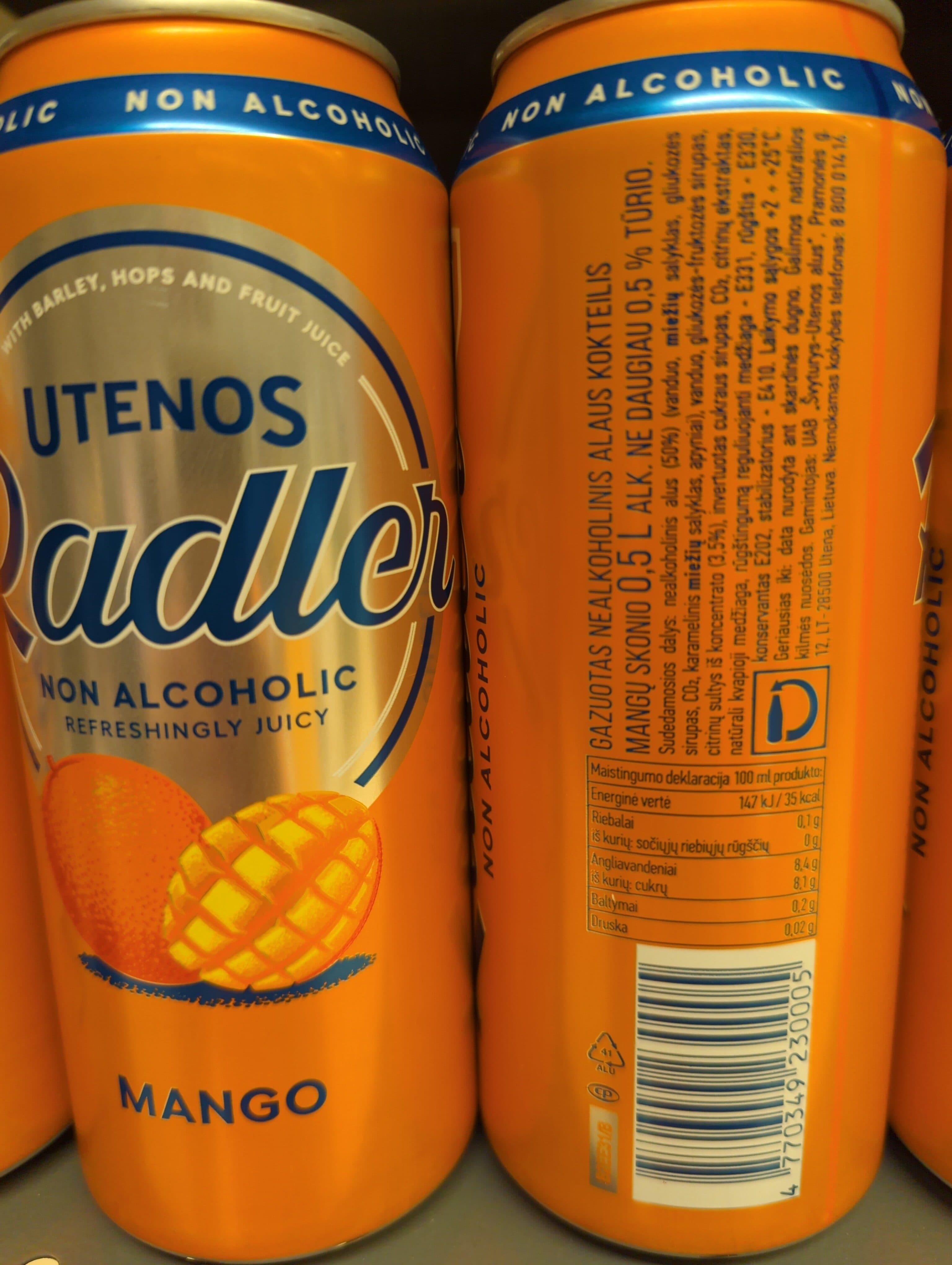 utenos Radler mango packshot