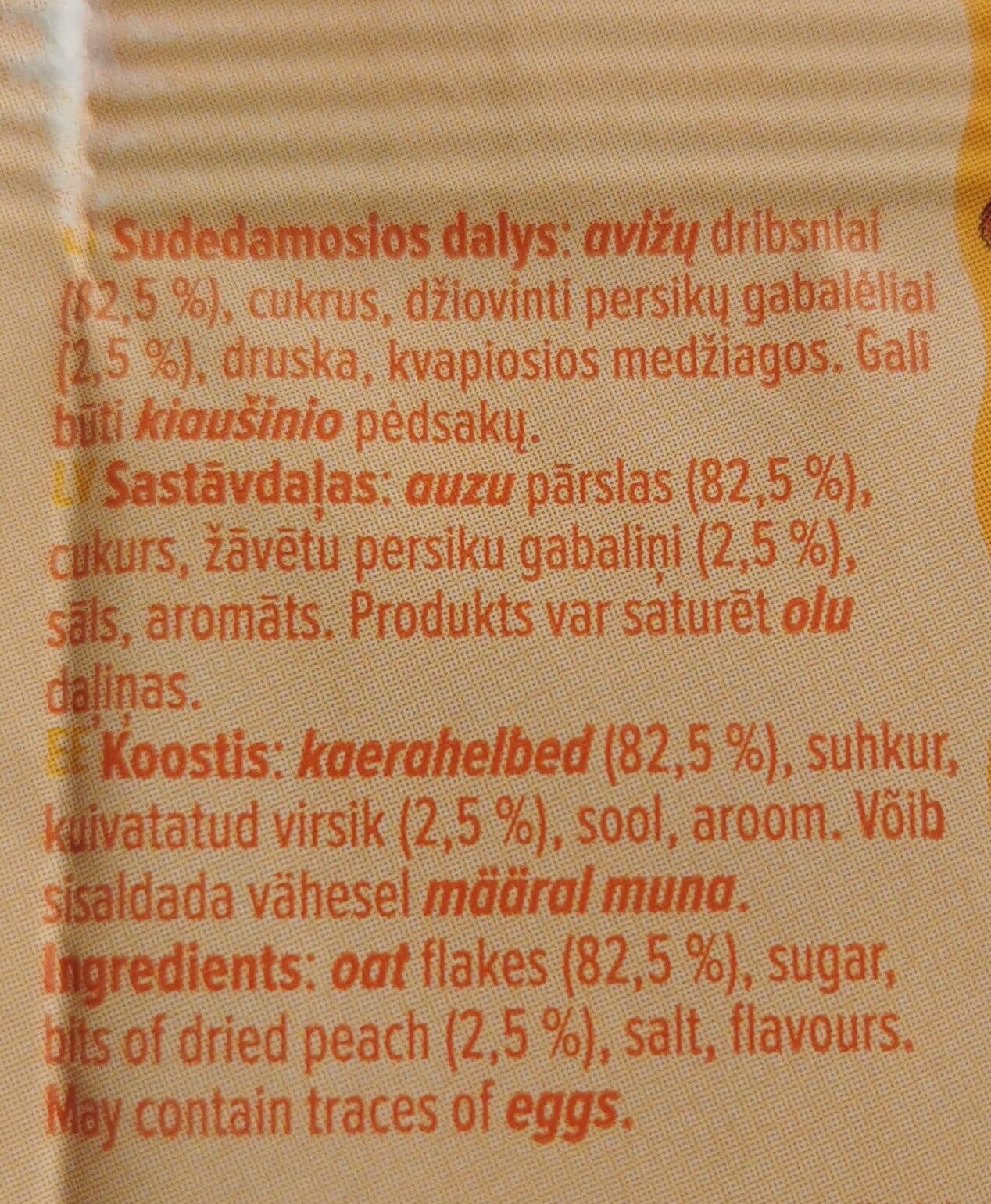 Skanėja Avižų košė su persikais packshot
