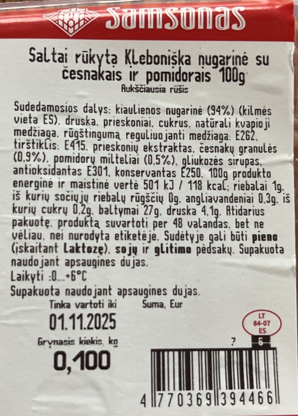 Samsonas Karštai Rūkyta Klebonosiska Nugarinė packshot