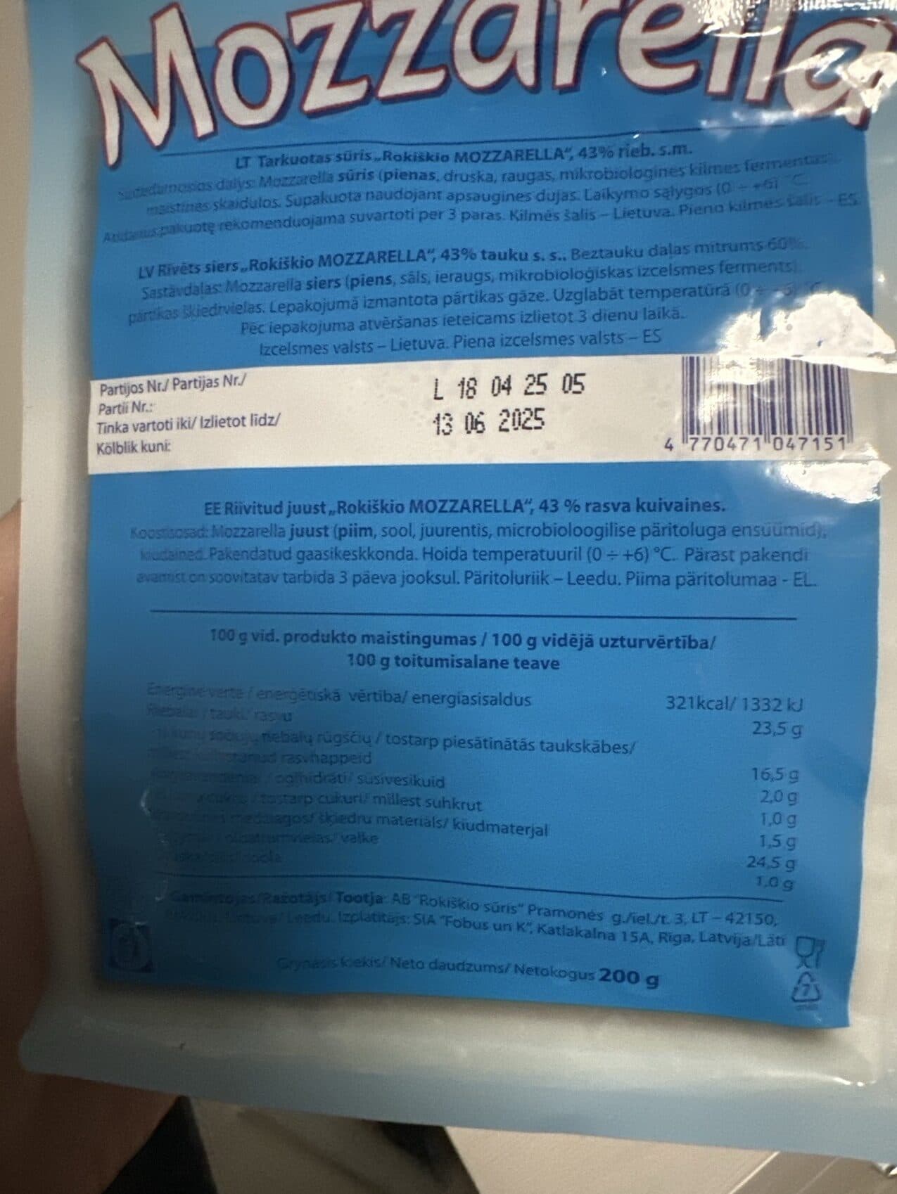 Rokiskis Mozzarella packshot