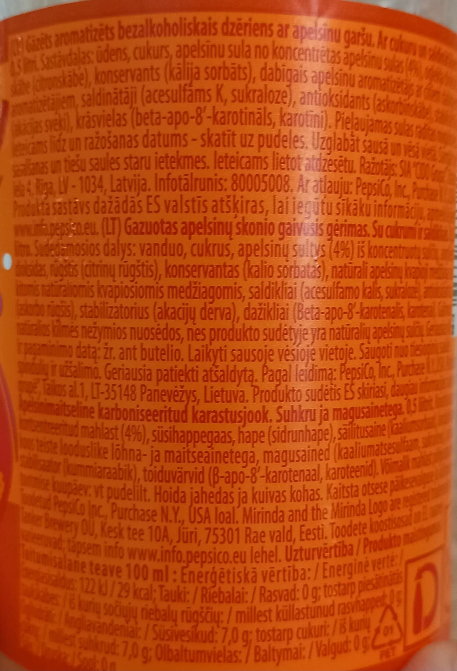 PepsiCo Mirinda orange flavour packshot