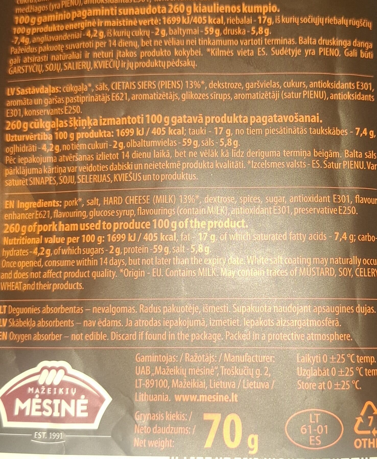 Mazeikiu mesine Vytintos Mesos Lazdeles packshot